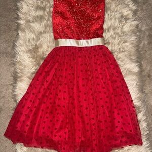 Oris Red and Gold Kids Formal Dress-Holiday Dress for Girls